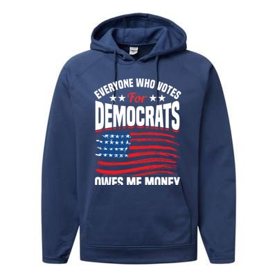 Usa Flag Funny Republican Great Gift Performance Fleece Hoodie