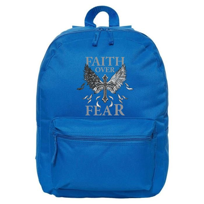 Usa Flag Faith Over Fear Patriotic American Prayer 16 in Basic Backpack