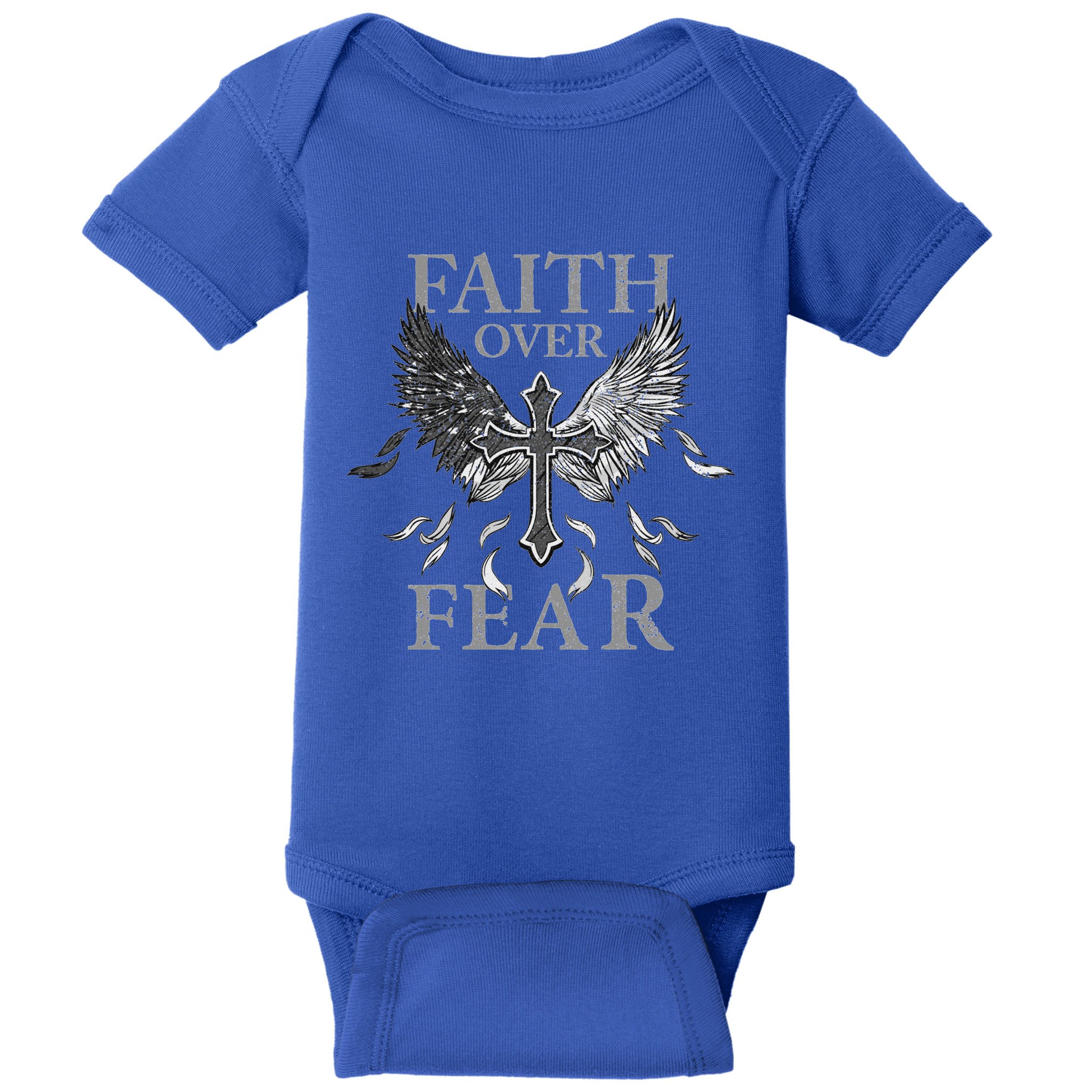 Usa Flag Faith Over Fear Patriotic American Prayer Baby Bodysuit