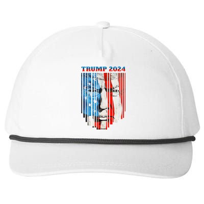 Us Flag Face Trump 2024 Vintage Donald Trump Snapback Five-Panel Rope Hat