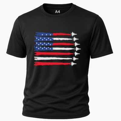 Usa Flag Fighter Jets Patriotic Red Blue White 4th Of July Performance Shirt