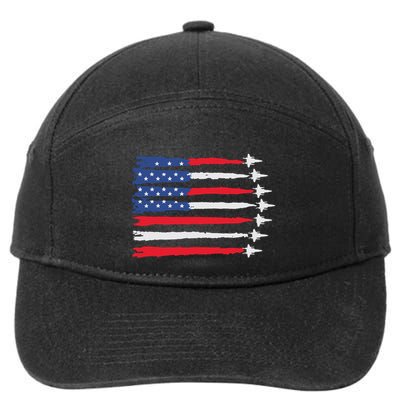 Usa Flag Fighter Jets Patriotic Red Blue White 4th Of July 7-Panel Snapback Hat