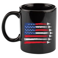 Usa Flag Fighter Jets Patriotic Red Blue White 4th Of July 11oz C Handle Ceramic Mug