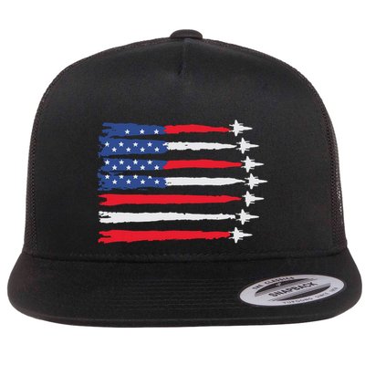Usa Flag Fighter Jets Patriotic Red Blue White 4th Of July Flatbill Hat