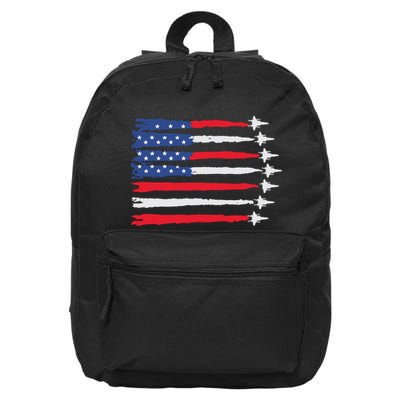 Usa Flag Fighter Jets Patriotic Red Blue White 4th Of July 16 in Basic Backpack