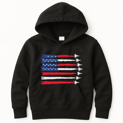 Usa Flag Fighter Jets Patriotic Red Blue White 4th Of July Kids Hoodie