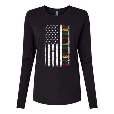 Usa Flag Freedom Juneteenth June 19 1865 Black Independence Gift Womens Cotton Relaxed Long Sleeve T-Shirt