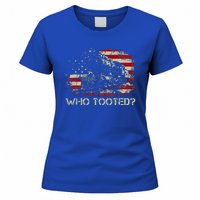 USA Flag Funny Train Lover  Who Tooted Train  Women's T-Shirt