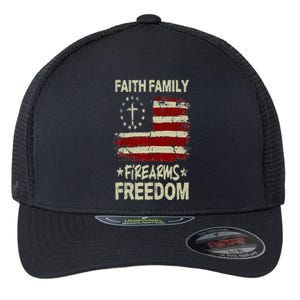 USA Flag Faith Family Firearms Freedom Patriotic Flexfit Unipanel Trucker Cap