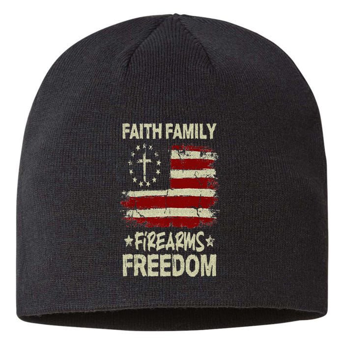 USA Flag Faith Family Firearms Freedom Patriotic Sustainable Beanie