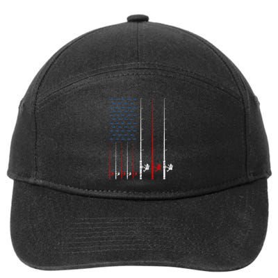 USA Flag Fishing Rods 7-Panel Snapback Hat