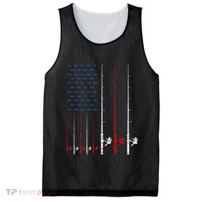 USA Flag Fishing Rods Mesh Reversible Basketball Jersey Tank