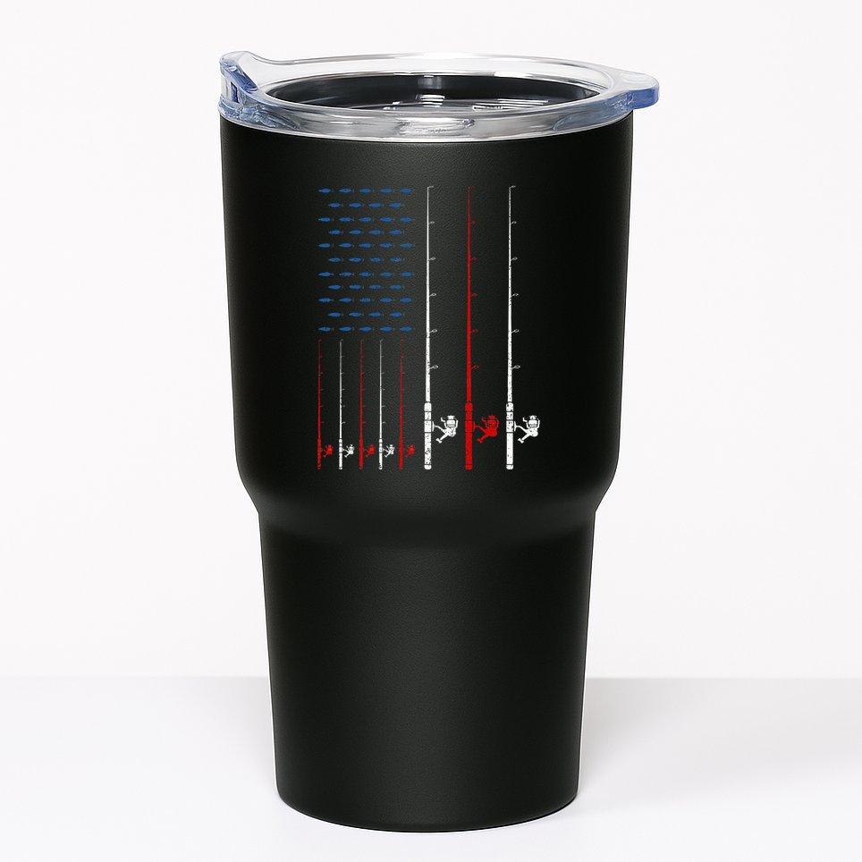USA Flag Fishing Rods Tumbler