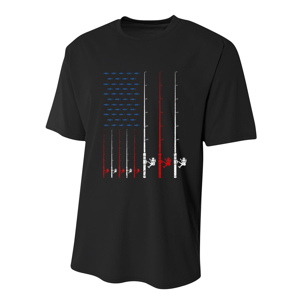 USA Flag Fishing Rods Youth Performance Sprint T-Shirt