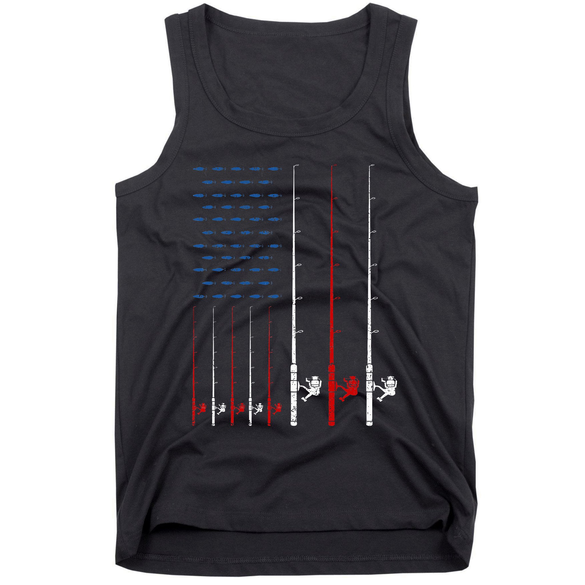 USA Flag Fishing Rods Tank Top