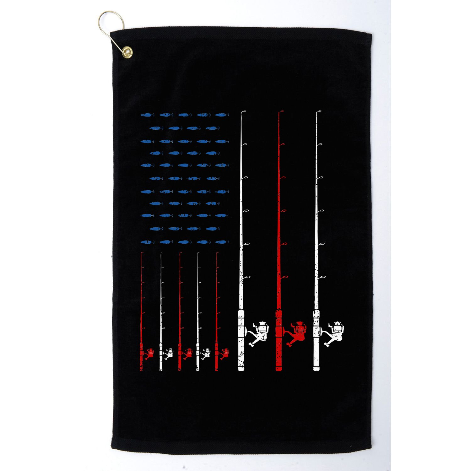 USA Flag Fishing Rods Golf Towel