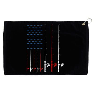 USA Flag Fishing Rods Grommeted Golf Towel