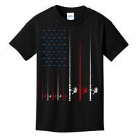 USA Flag Fishing Rods Kids T-Shirt