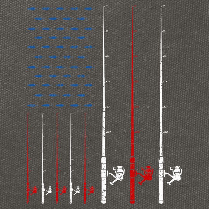 USA Flag Fishing Rods Cotton Canvas Backpack