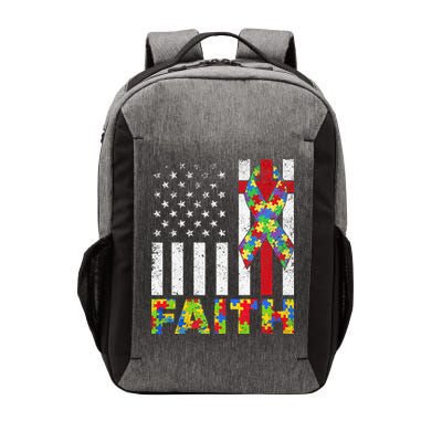 USA Flag Faith Cross Autistic For Dad Autism puzzle Vector Backpack