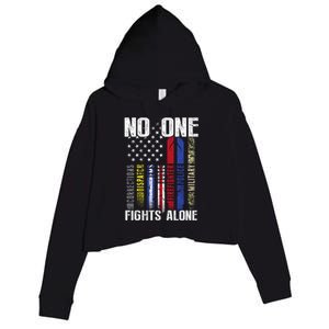 Us Flag First Responder Gift Crop Fleece Hoodie