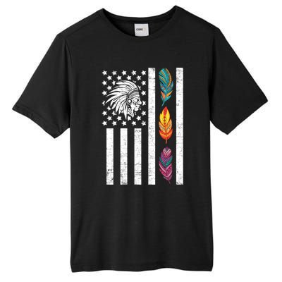 Usa Flag Feather Native American Heritage Day Indian Gift Meaningful Gift Tall Fusion ChromaSoft Performance T-Shirt