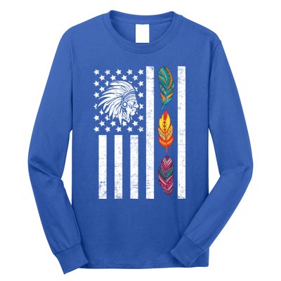 Usa Flag Feather Native American Heritage Day Indian Gift Meaningful Gift Long Sleeve Shirt