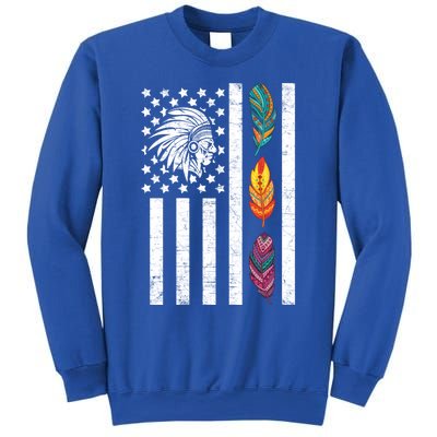 Usa Flag Feather Native American Heritage Day Indian Gift Meaningful Gift Sweatshirt