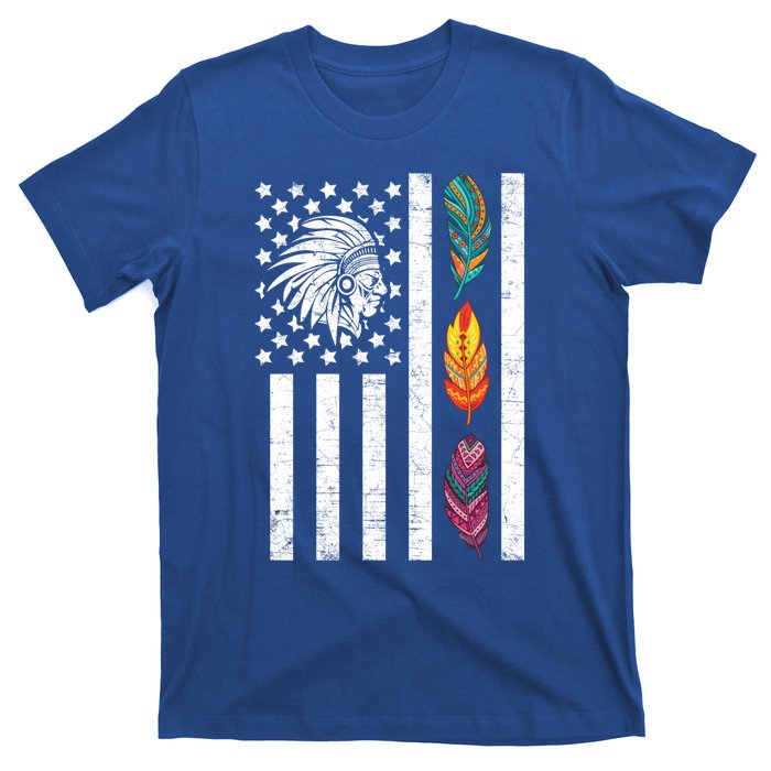 Usa Flag Feather Native American Heritage Day Indian Gift Meaningful Gift T-Shirt