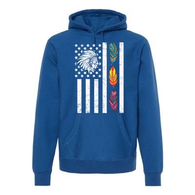 Usa Flag Feather Native American Heritage Day Indian Gift Meaningful Gift Premium Hoodie