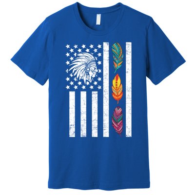 Usa Flag Feather Native American Heritage Day Indian Gift Meaningful Gift Premium T-Shirt