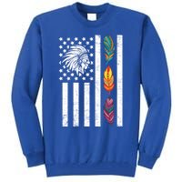 Usa Flag Feather Native American Heritage Day Indian Gift Meaningful Gift Tall Sweatshirt