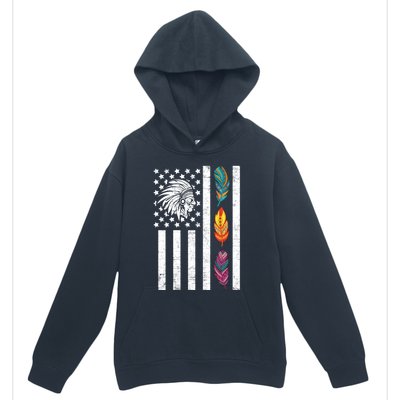 Usa Flag Feather Native American Heritage Day Indian Gift Meaningful Gift Urban Pullover Hoodie