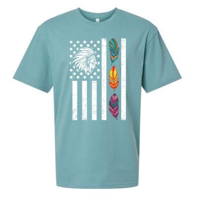 Usa Flag Feather Native American Heritage Day Indian Gift Meaningful Gift Sueded Cloud Jersey T-Shirt