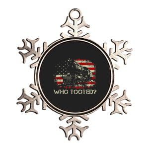 USA Flag Funny Train Lover Men Women Who Tooted Train Metallic Star Ornament