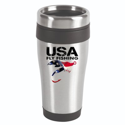 USA Fly Fishing Sport Fishing Fan 16oz Travel Tumbler