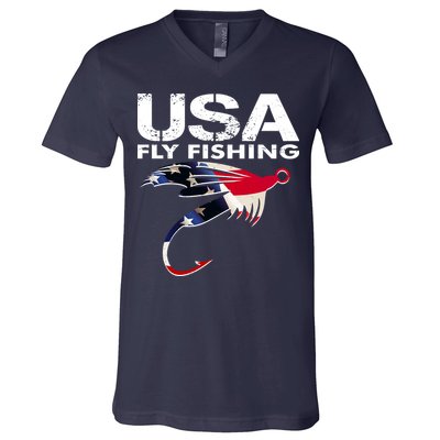 USA Fly Fishing Sport Fishing Fan V-Neck T-Shirt