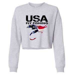 USA Fly Fishing Sport Fishing Fan Cropped Pullover Crew