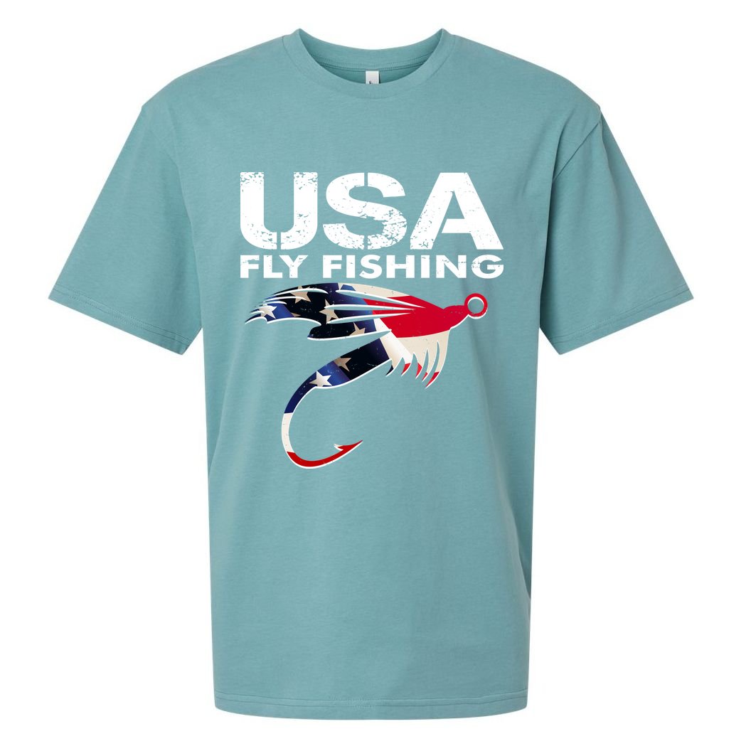 USA Fly Fishing Sport Fishing Fan Sueded Cloud Jersey T-Shirt