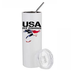 USA Fly Fishing Sport Fishing Fan Stainless Steel Tumbler