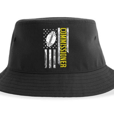 US Flag Fantasy Football Commissioner Commish FFL Patriotic Sustainable Bucket Hat