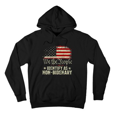 USA Flag Funny Biden I Identify As Non-Bidenary Hoodie