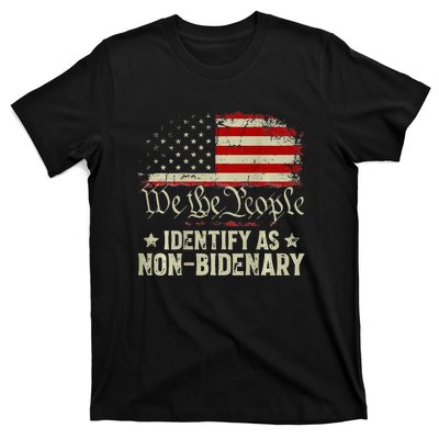 USA Flag Funny Biden I Identify As Non-Bidenary T-Shirt