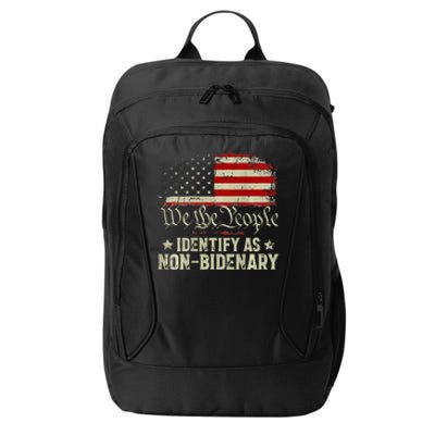 USA Flag Funny Biden I Identify As Non-Bidenary City Backpack