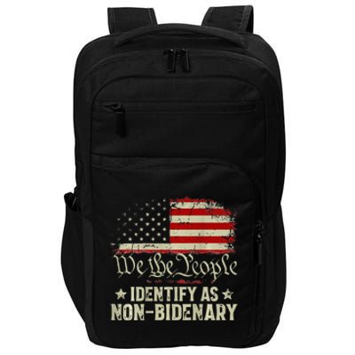 USA Flag Funny Biden I Identify As Non-Bidenary Impact Tech Backpack