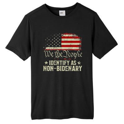 USA Flag Funny Biden I Identify As Non-Bidenary Tall Fusion ChromaSoft Performance T-Shirt