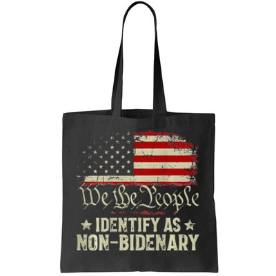 USA Flag Funny Biden I Identify As Non-Bidenary Tote Bag