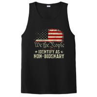 USA Flag Funny Biden I Identify As Non-Bidenary PosiCharge Competitor Tank