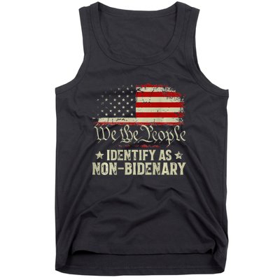 USA Flag Funny Biden I Identify As Non-Bidenary Tank Top