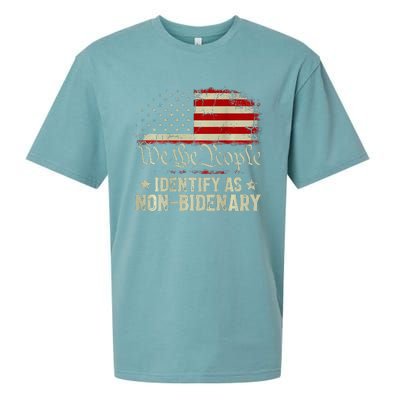 USA Flag Funny Biden I Identify As Non-Bidenary Sueded Cloud Jersey T-Shirt